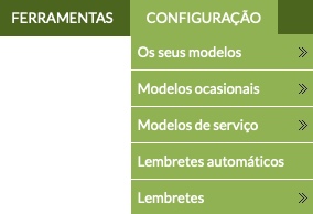 Menu de configuração do módulo de Marketing