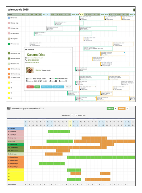 hotel de animais planejamento de ocupação calendário agenda mensal